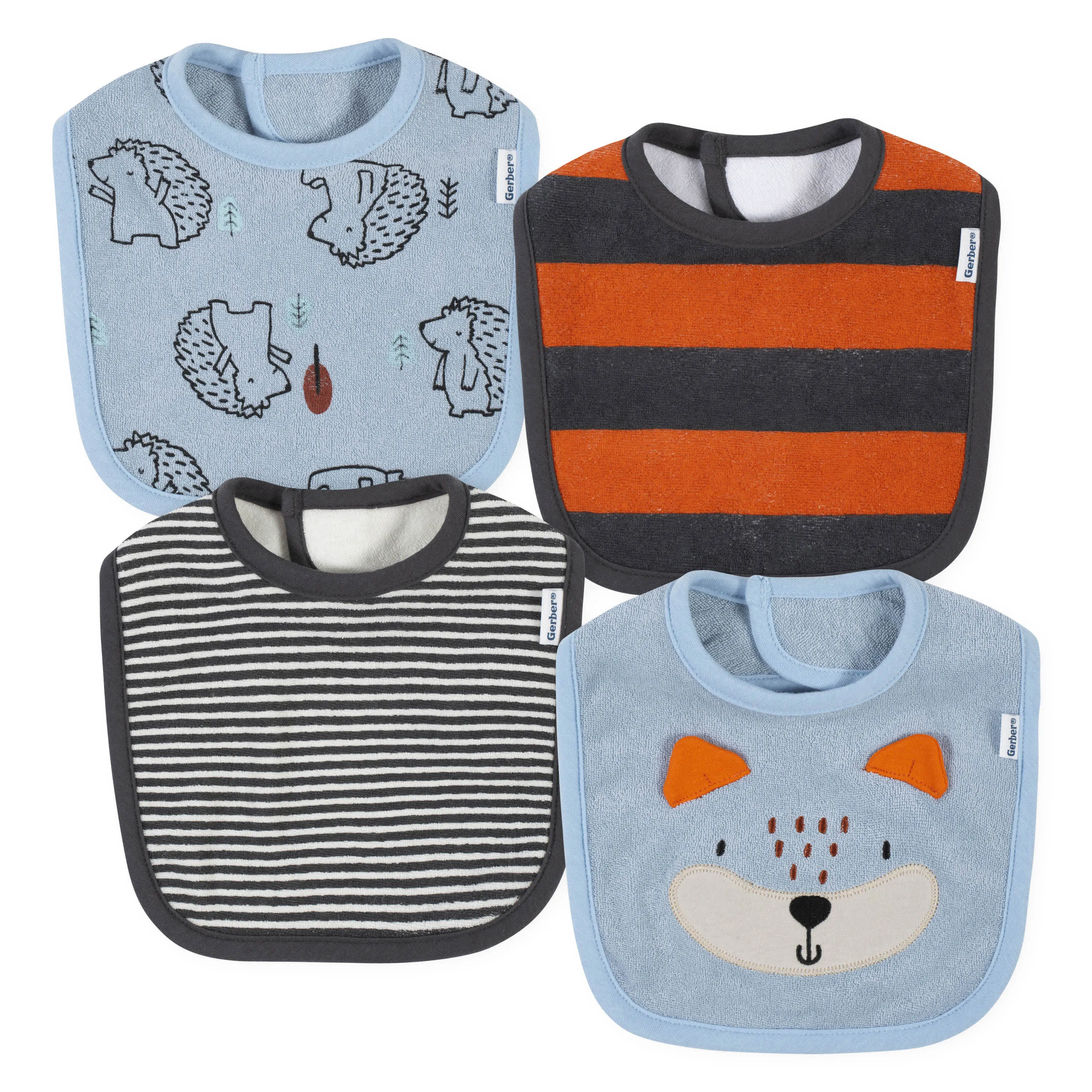 4-Pack Baby Boys Fox Bibs