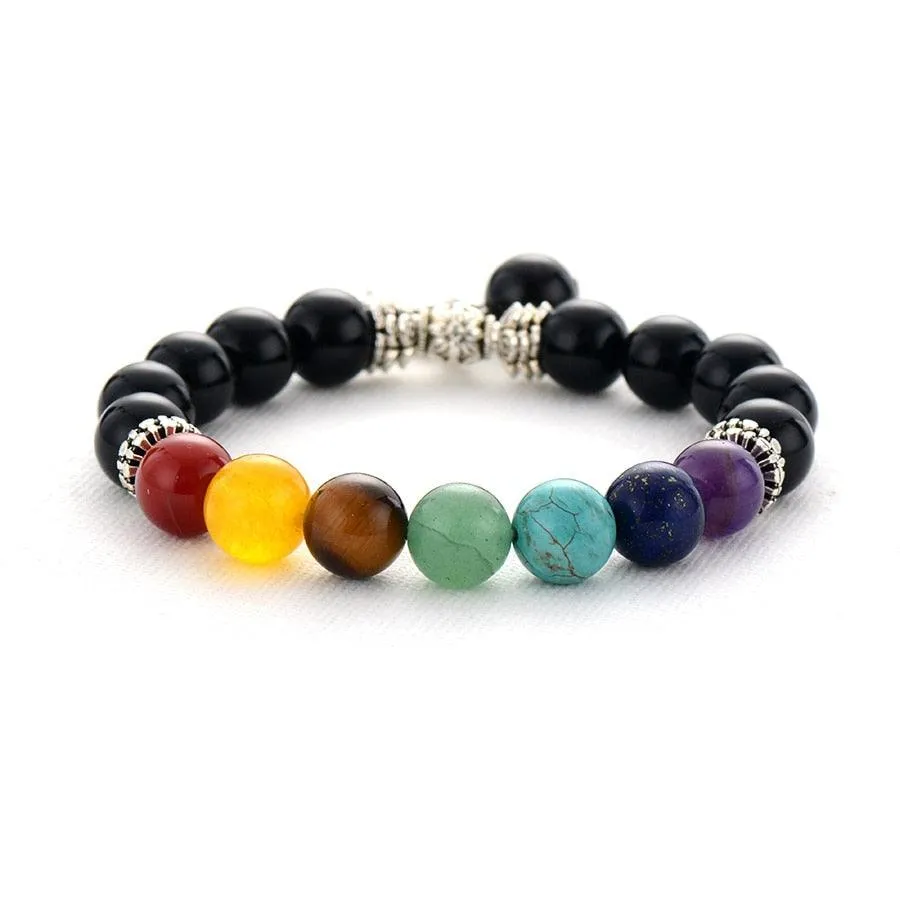 7 Chakra Stretchy Bracelet w/ Tree of Life Charm