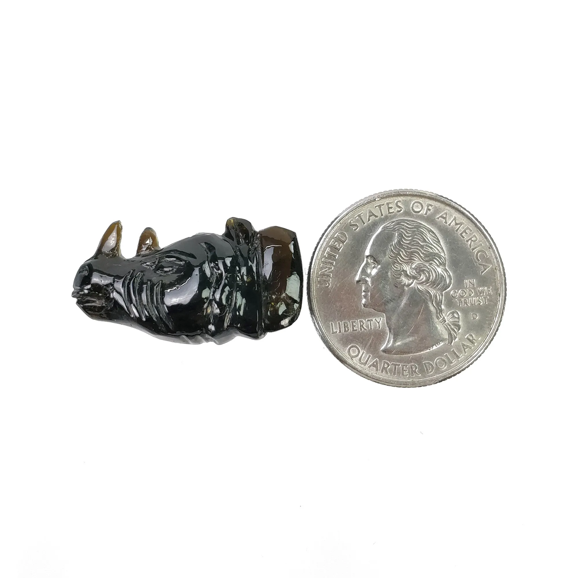 BLACK TOURMALINE Gemstone Carving : 25.00cts Natural Untreated Tourmaline Hand Carved RHINOCEROS 28*16mm (With Video)