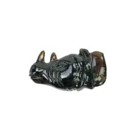 BLACK TOURMALINE Gemstone Carving : 25.00cts Natural Untreated Tourmaline Hand Carved RHINOCEROS 28*16mm (With Video)