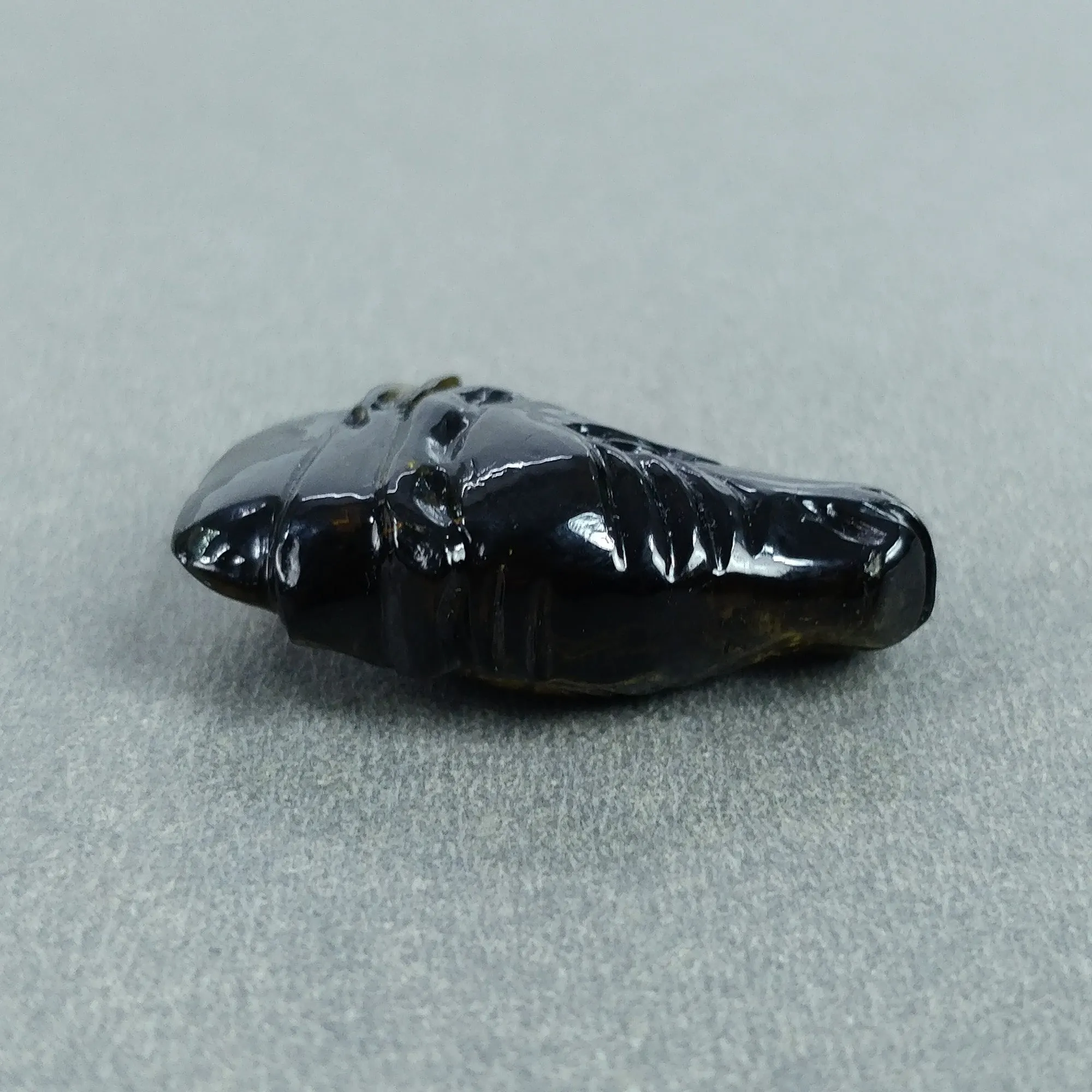 BLACK TOURMALINE Gemstone Carving : 25.00cts Natural Untreated Tourmaline Hand Carved RHINOCEROS 28*16mm (With Video)