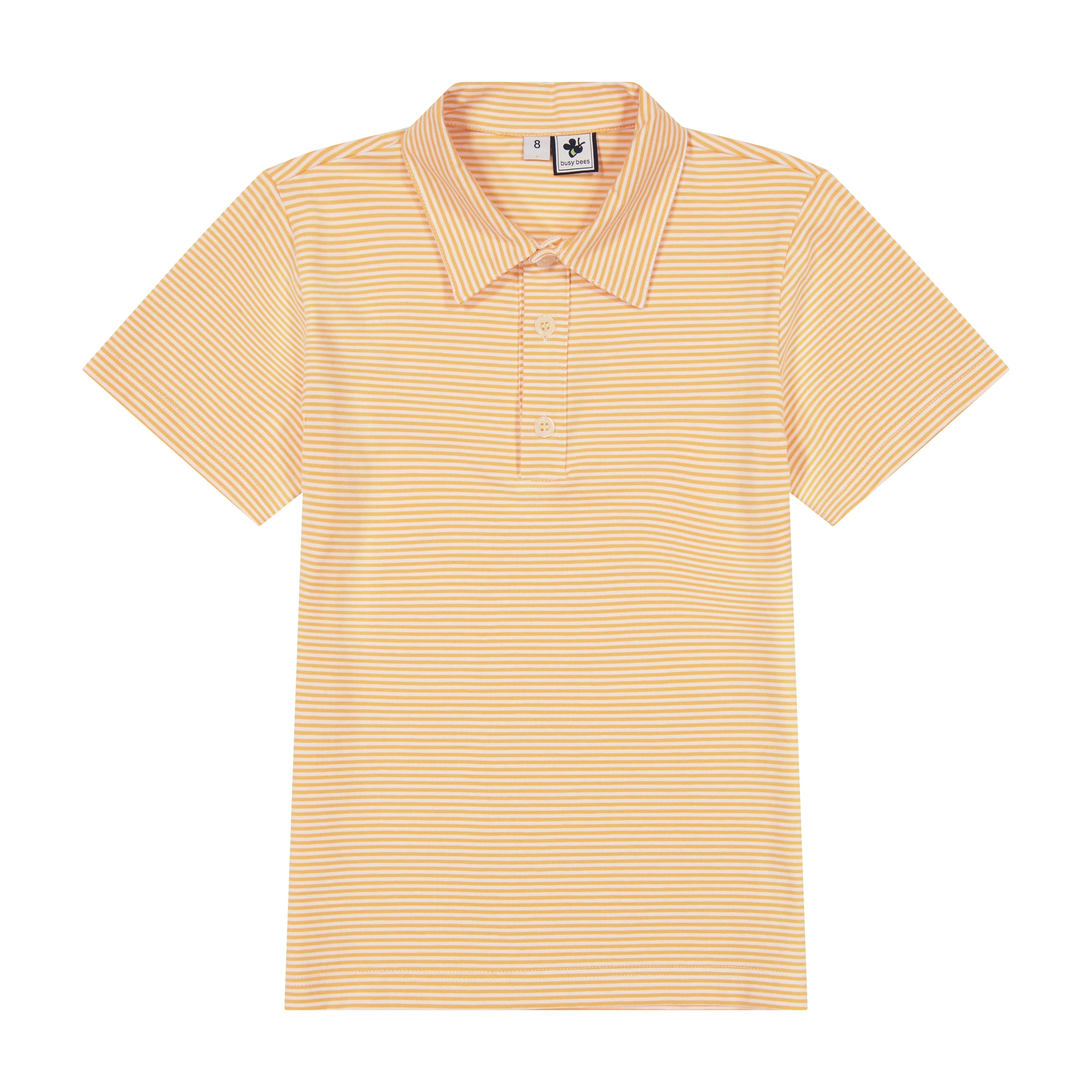 Boys Short Sleeve Polo Mini Yellow Stripe