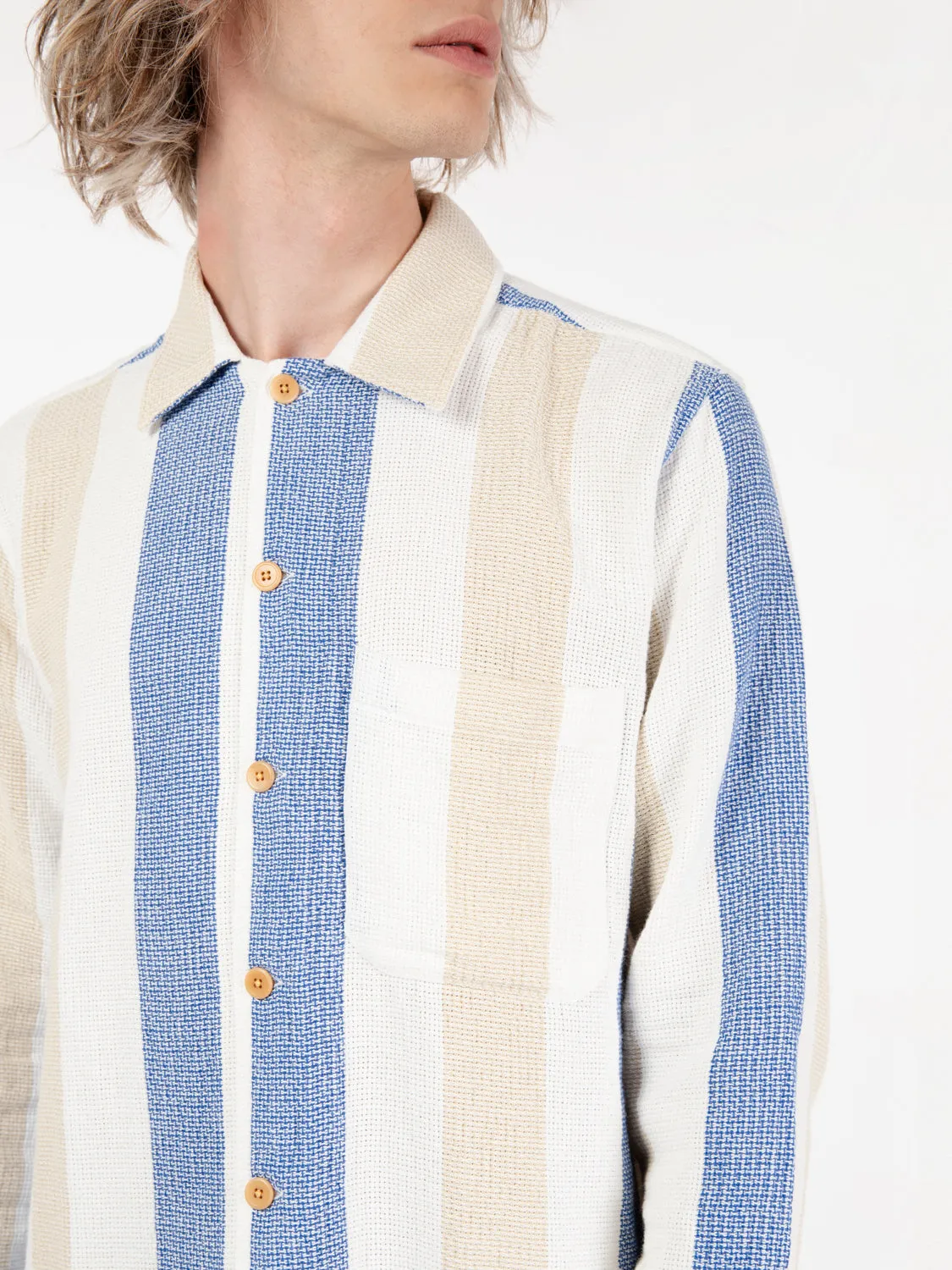 Camicia slow hutch stripped beige / blu