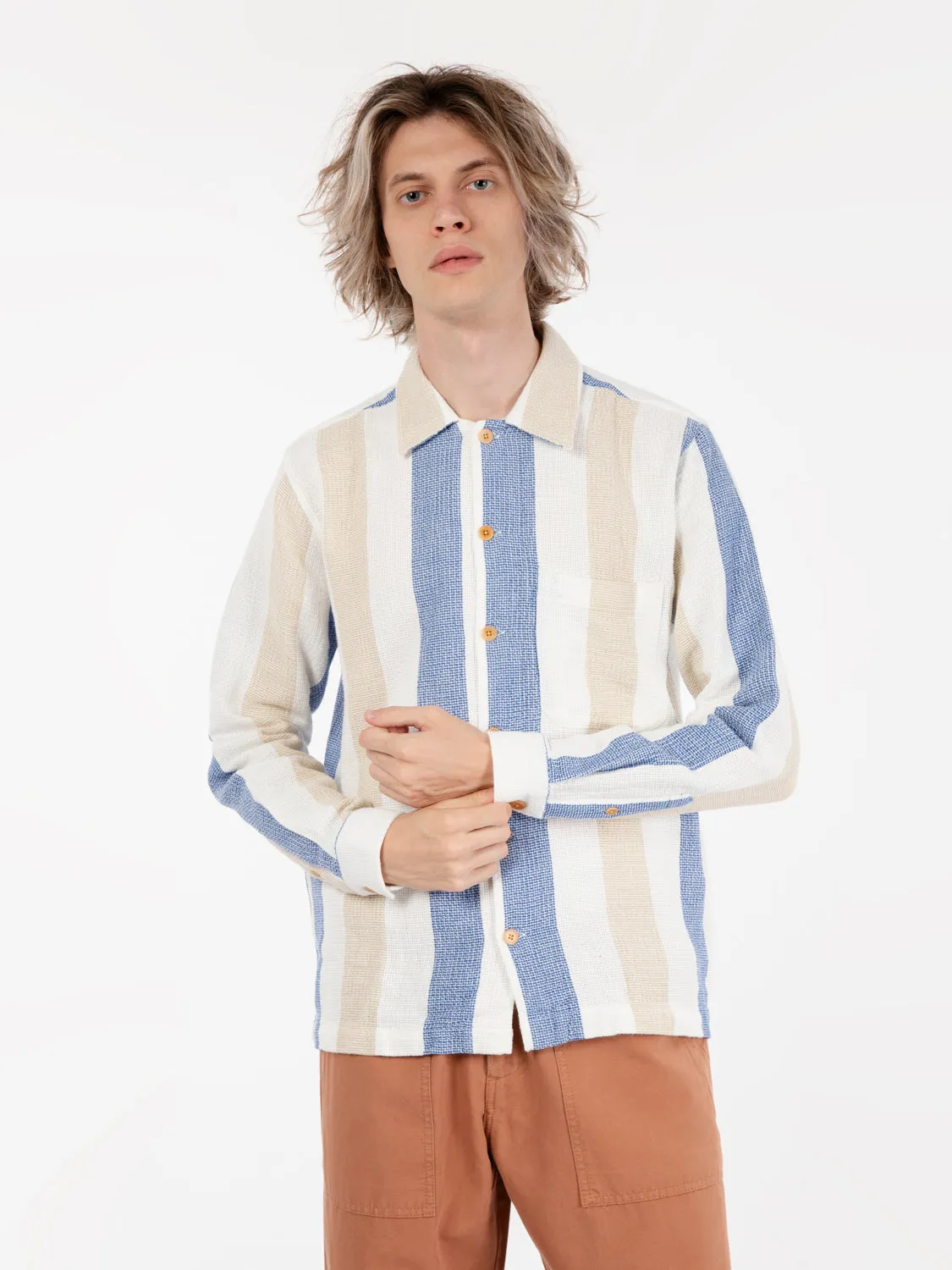 Camicia slow hutch stripped beige / blu