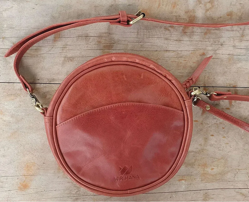 Canteen Crossbody Leather Bag - Vintage Maroon