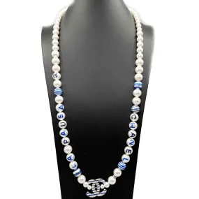 CHANEL - 19C - 2019 Cruise - La Pausa Glass Pearl CC Long - White Blue Necklace