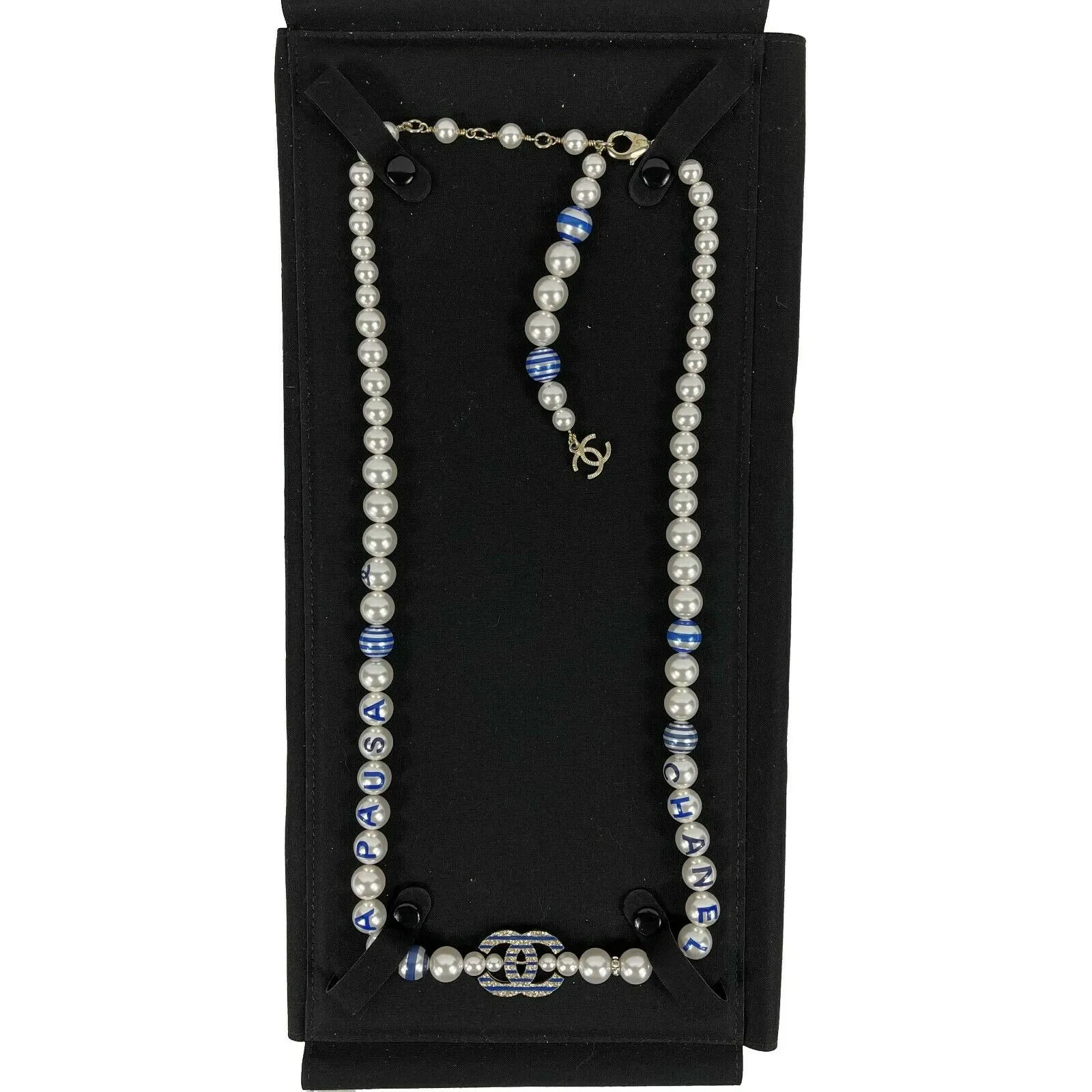 CHANEL - 19C - 2019 Cruise - La Pausa Glass Pearl CC Long - White Blue Necklace