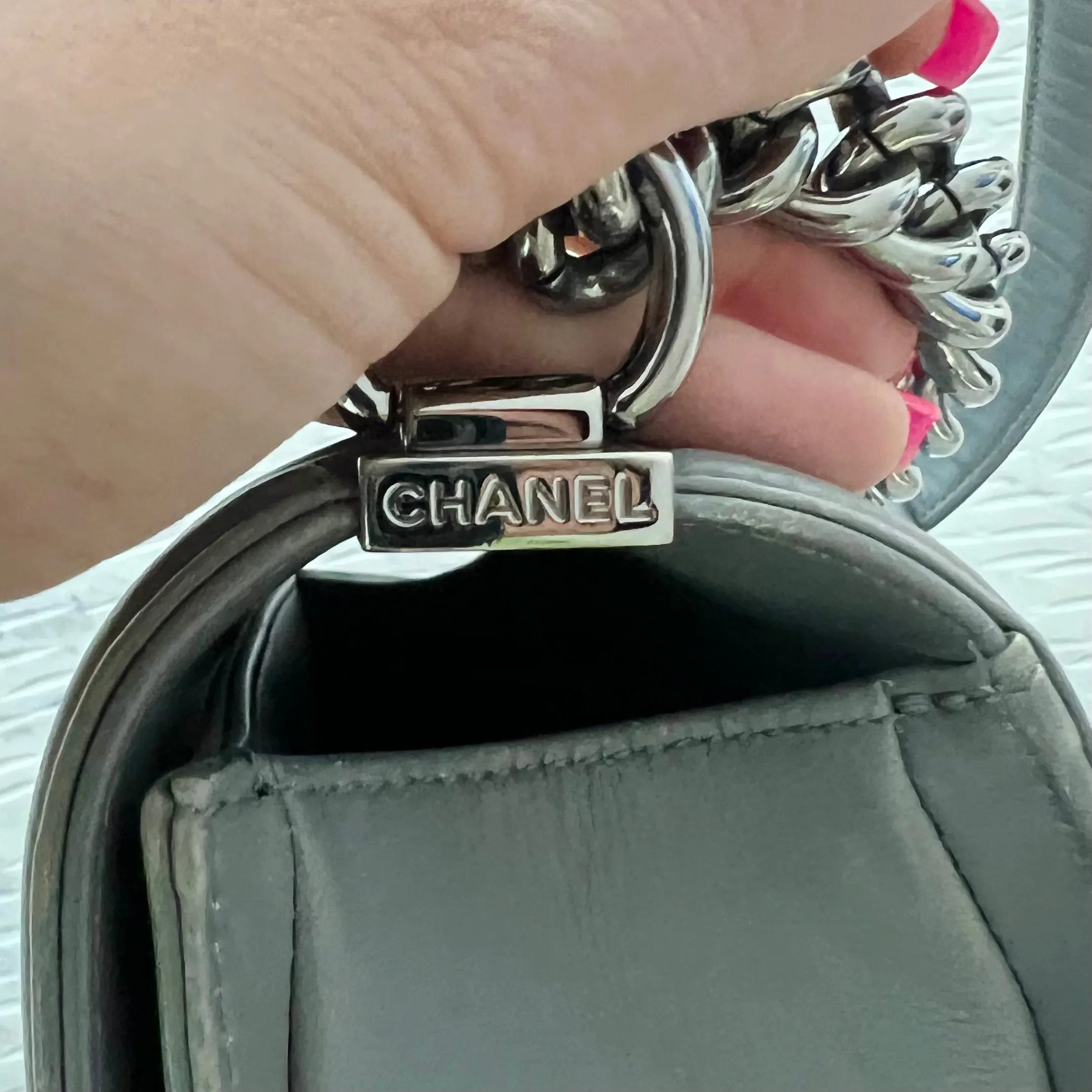 Chanel Embellished Chevron Boy Bag