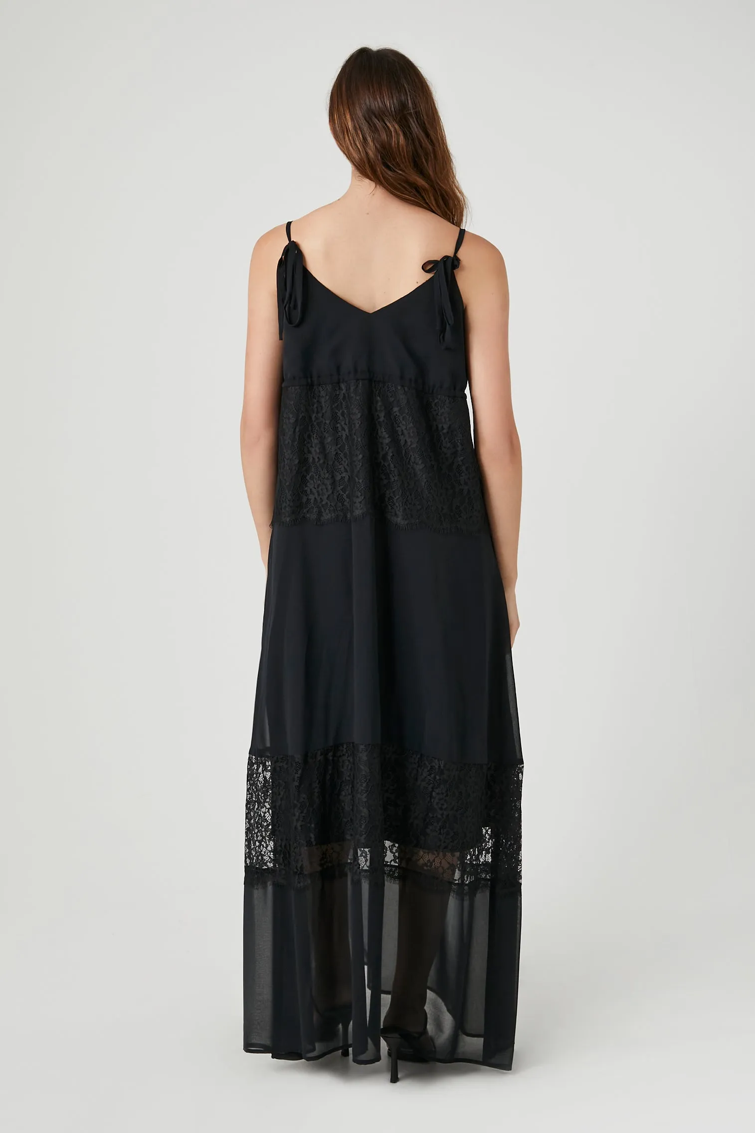 Chiffon Lace-Trim Maxi Dress