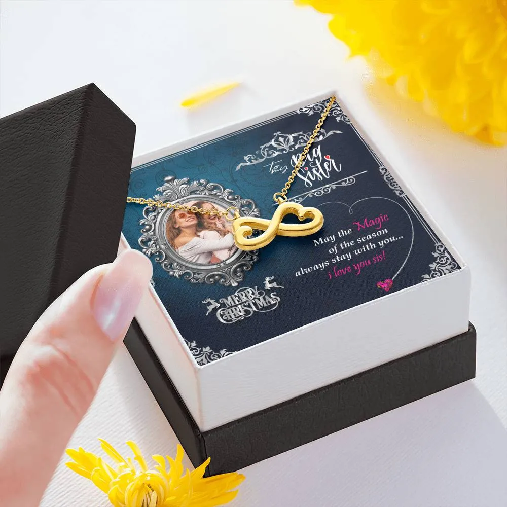 Christmas Gifts For Big Sister Infinity Heart Necklace With Custom Photo Christmas Wishes Message Card For Big Sister