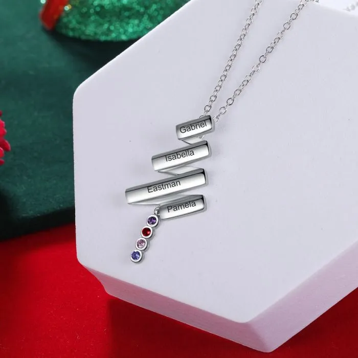 Christmas Tree Name Engraving Necklace