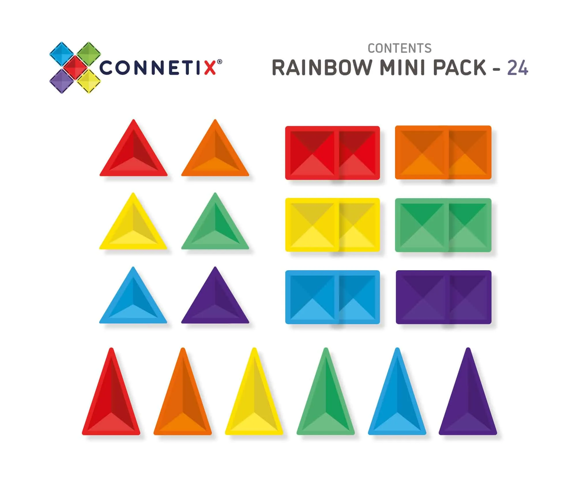 Connetix Tiles - Mini Pack 24 pc - Rainbow