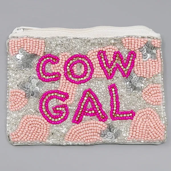 COW GAL Seed Beaded Coin Bag