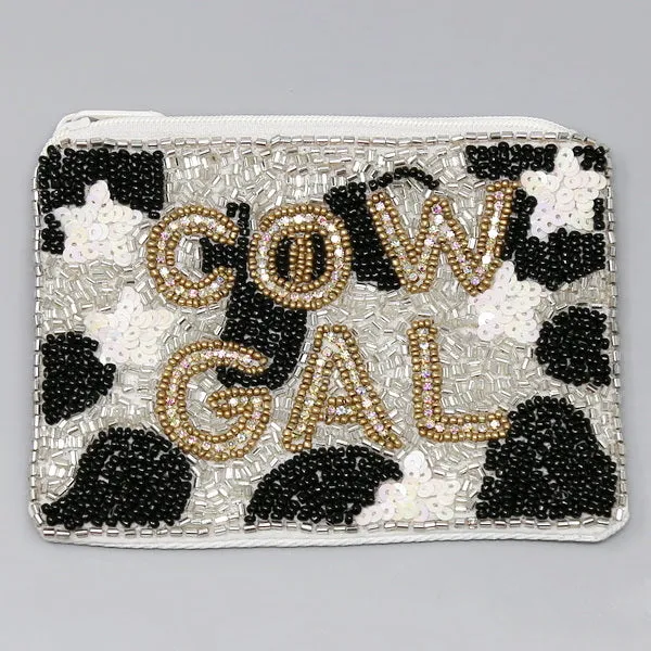 COW GAL Seed Beaded Coin Bag