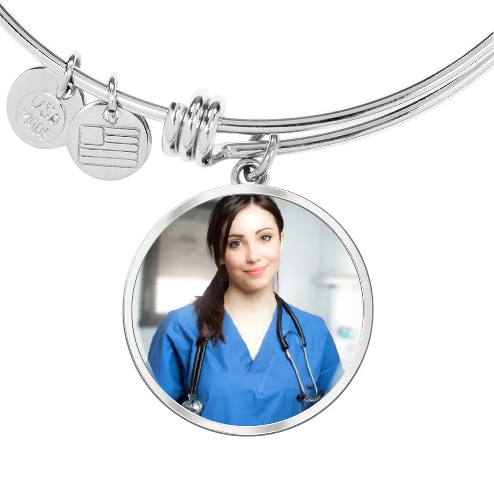 Custom Photo Bangle Bracelet For Nurse- Gifts For Nurse