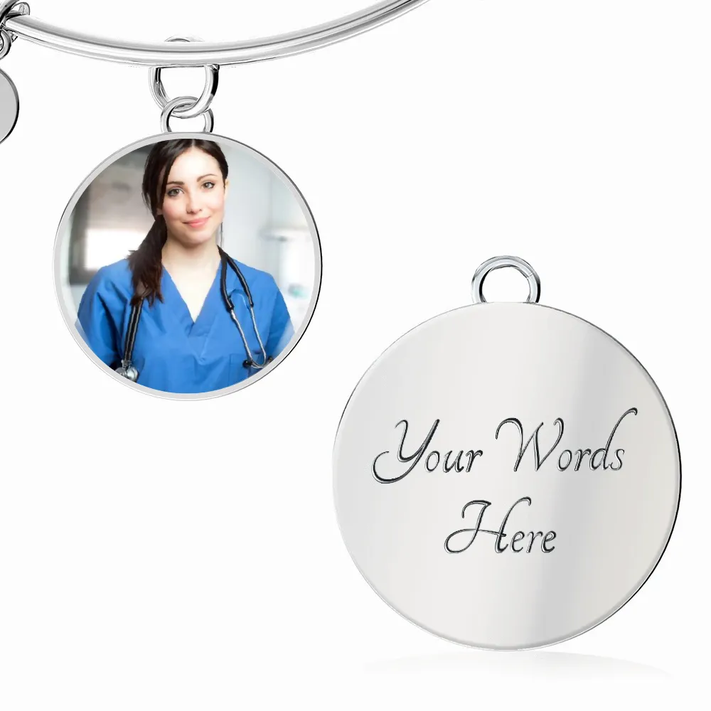 Custom Photo Bangle Bracelet For Nurse- Gifts For Nurse