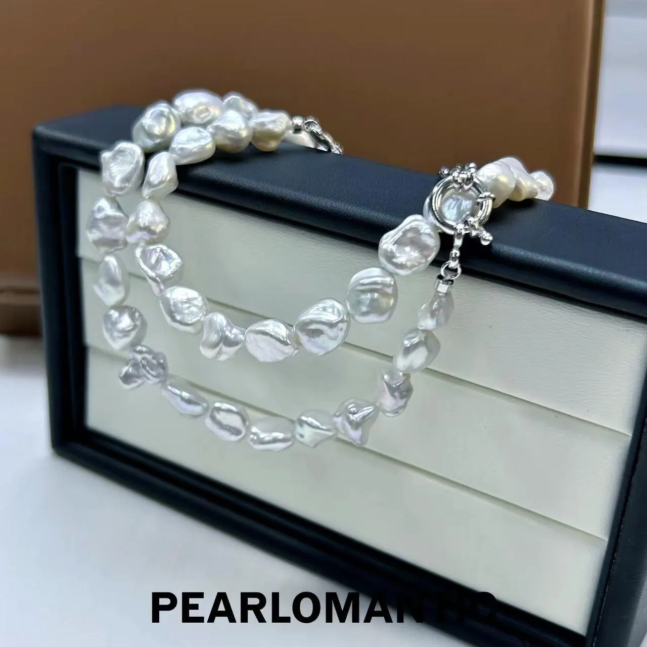 [Final Sale]  Freshwater Keshi 7-9mm Pearl Rare Silver Color Overtone Necklace