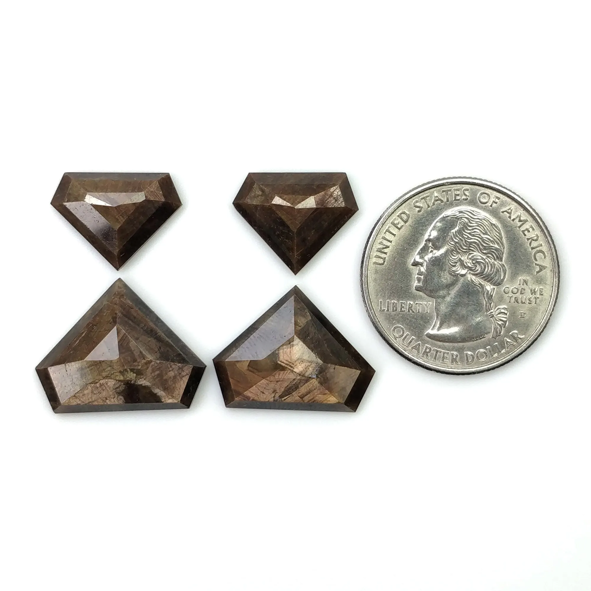 Golden Brown CHOCOLATE SAPPHIRE Gemstone Step Cut : Natural Untreated Unheated Sheen Sapphire Uneven Shape 4pcs Sets (With Video)