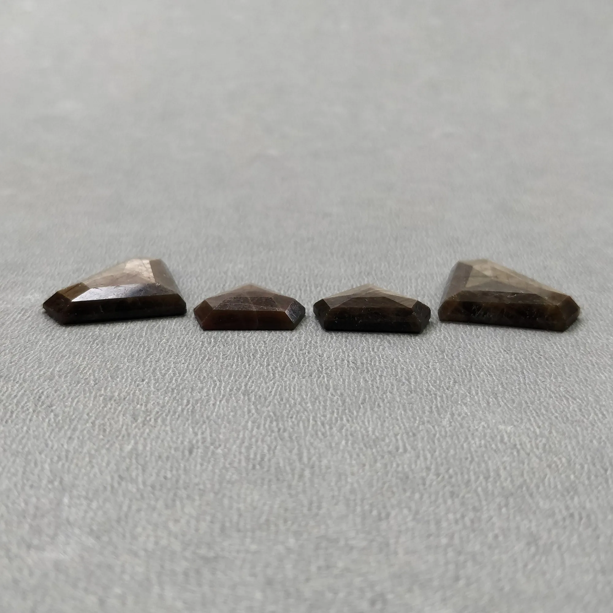 Golden Brown CHOCOLATE SAPPHIRE Gemstone Step Cut : Natural Untreated Unheated Sheen Sapphire Uneven Shape 4pcs Sets (With Video)