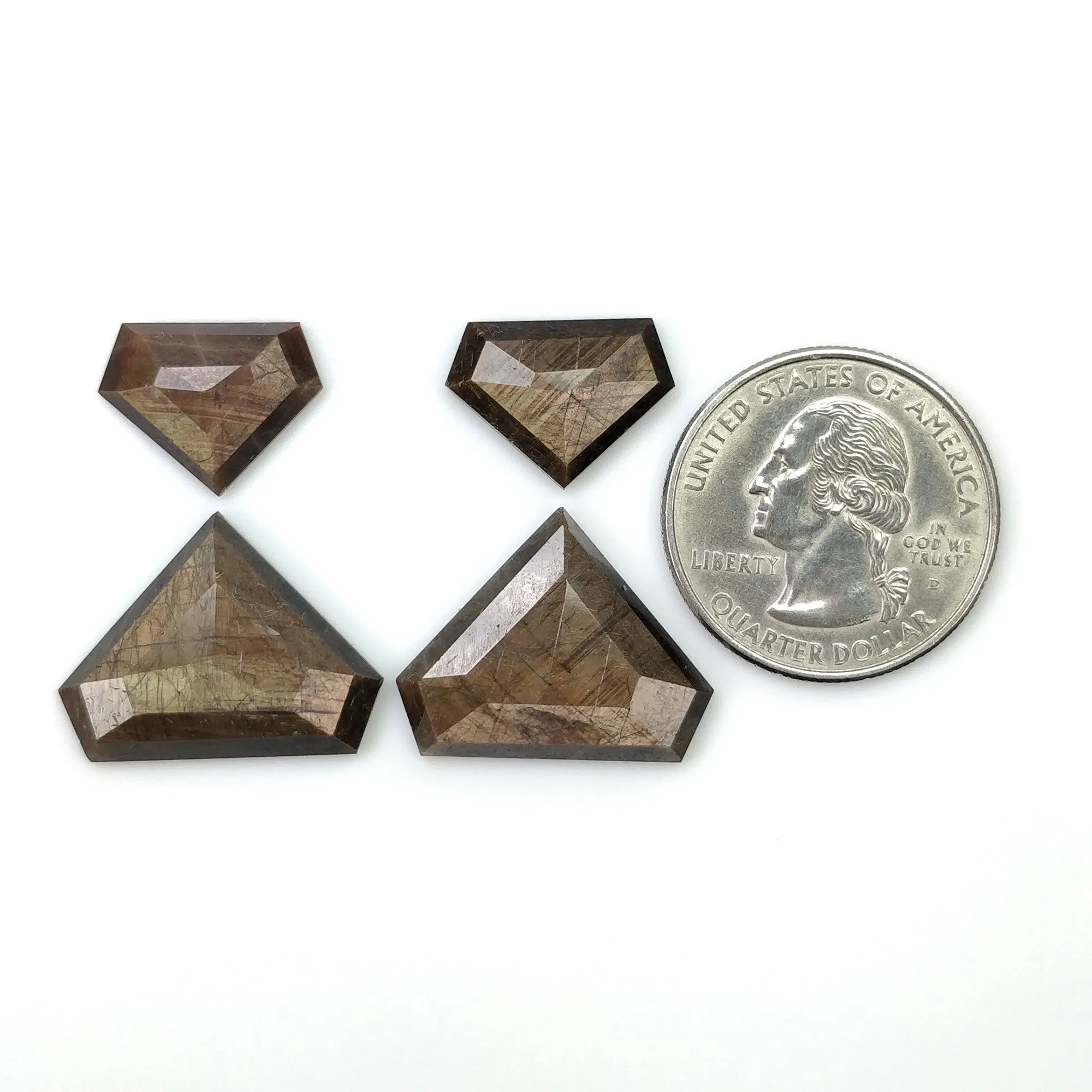 Golden Brown CHOCOLATE SAPPHIRE Gemstone Step Cut : Natural Untreated Unheated Sheen Sapphire Uneven Shape 4pcs Sets (With Video)