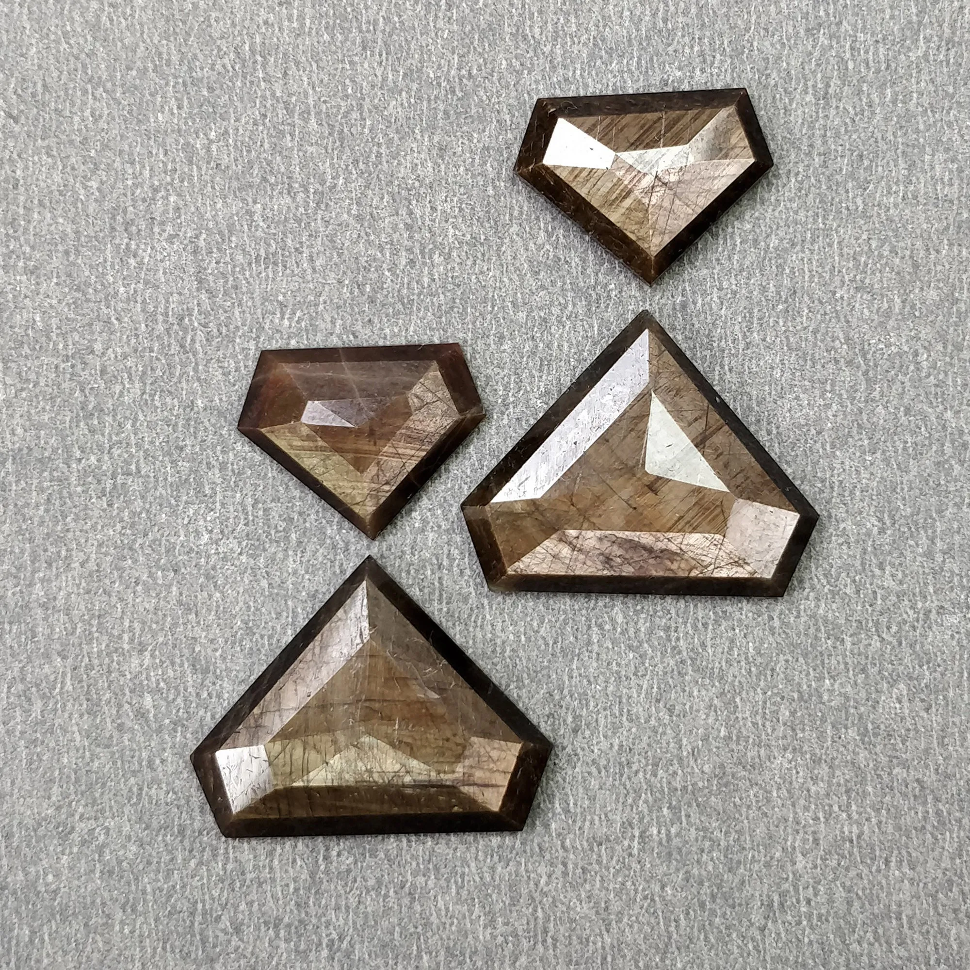 Golden Brown CHOCOLATE SAPPHIRE Gemstone Step Cut : Natural Untreated Unheated Sheen Sapphire Uneven Shape 4pcs Sets (With Video)