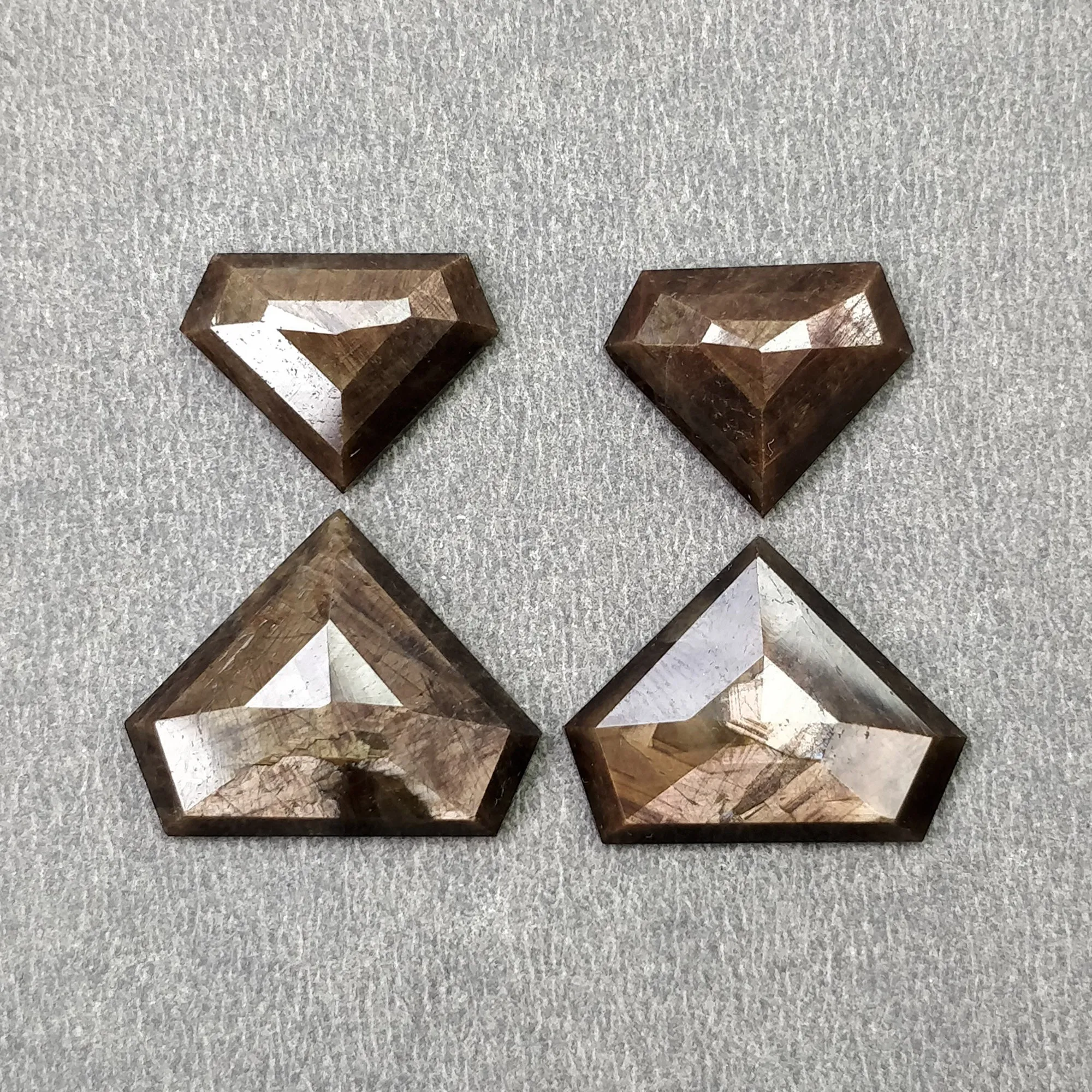 Golden Brown CHOCOLATE SAPPHIRE Gemstone Step Cut : Natural Untreated Unheated Sheen Sapphire Uneven Shape 4pcs Sets (With Video)