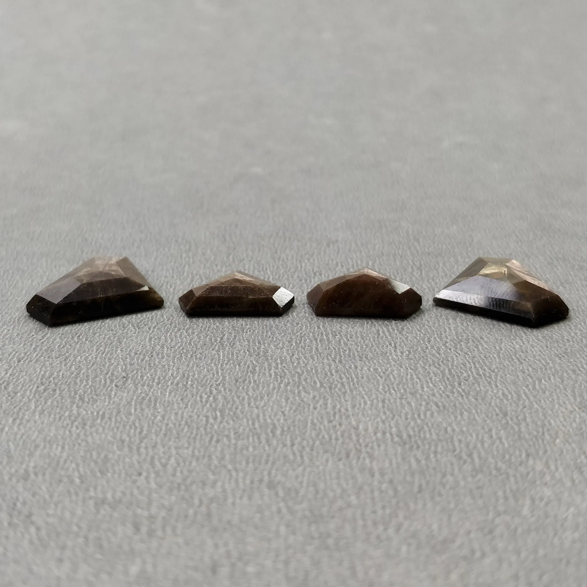 Golden Brown CHOCOLATE SAPPHIRE Gemstone Step Cut : Natural Untreated Unheated Sheen Sapphire Uneven Shape 4pcs Sets (With Video)