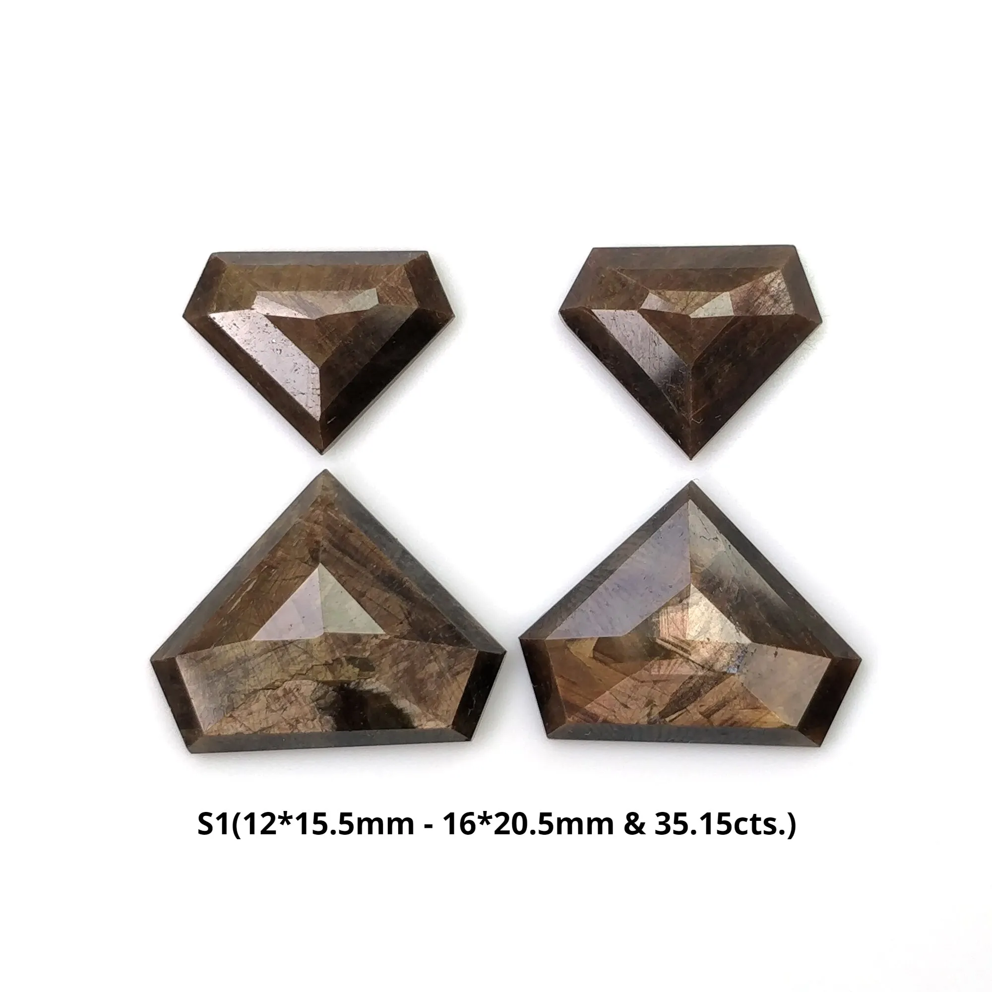 Golden Brown CHOCOLATE SAPPHIRE Gemstone Step Cut : Natural Untreated Unheated Sheen Sapphire Uneven Shape 4pcs Sets (With Video)