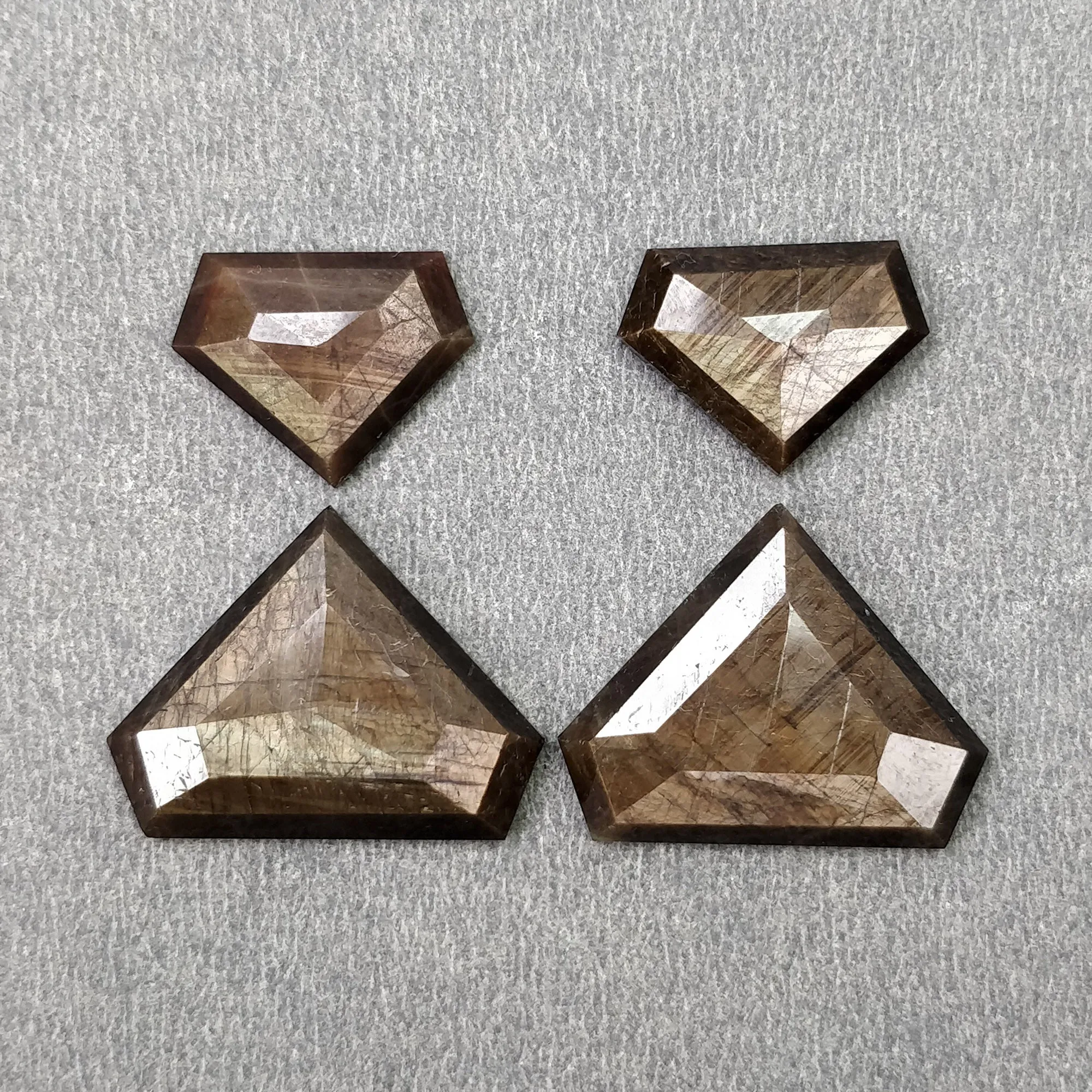 Golden Brown CHOCOLATE SAPPHIRE Gemstone Step Cut : Natural Untreated Unheated Sheen Sapphire Uneven Shape 4pcs Sets (With Video)