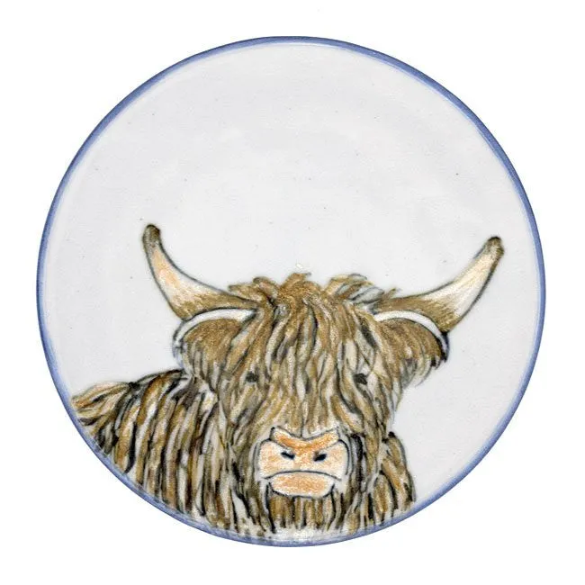 Highland Stoneware Highland Cow Round Pot Stand