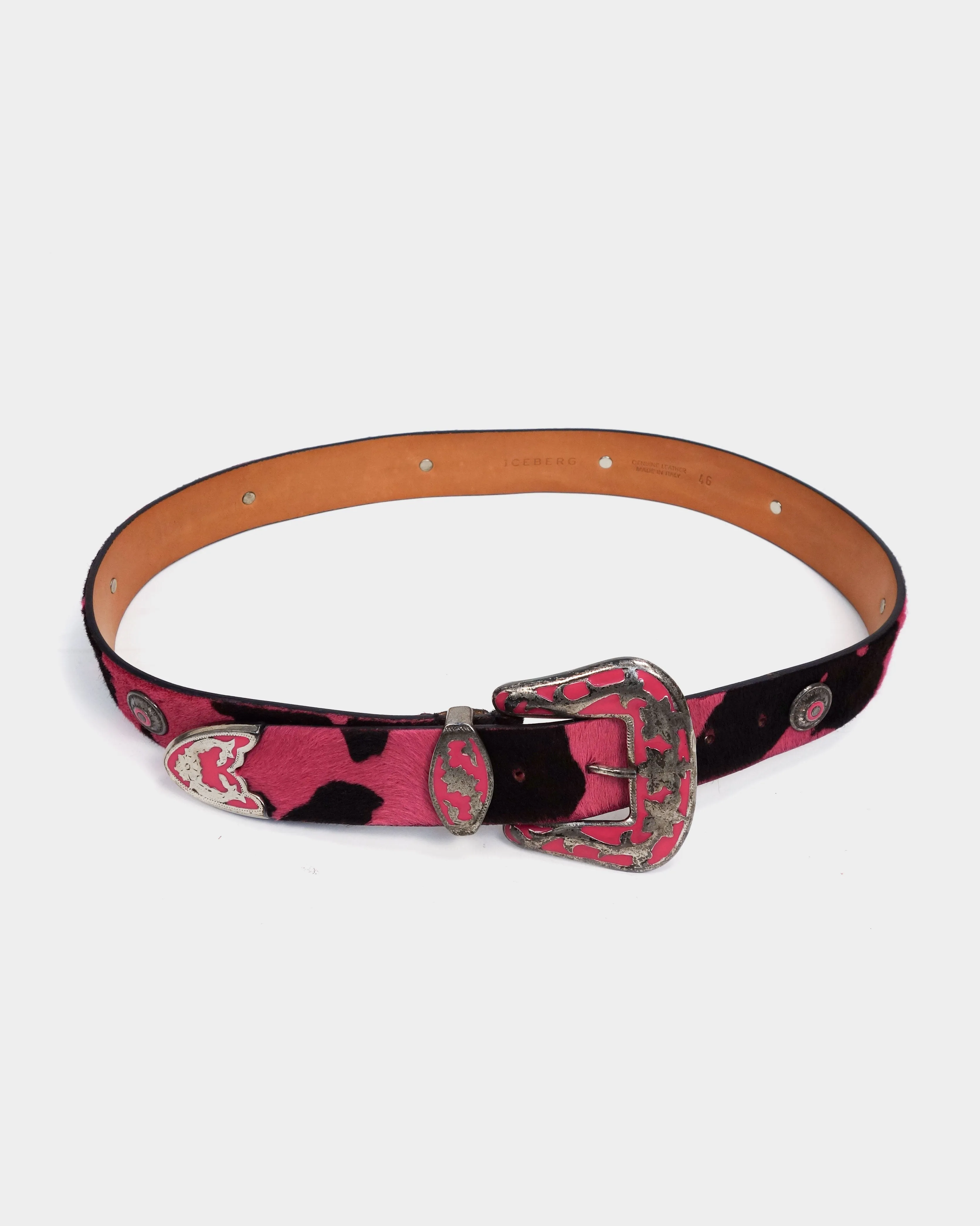 Iceberg Pink Cow Leather Belt 2000's