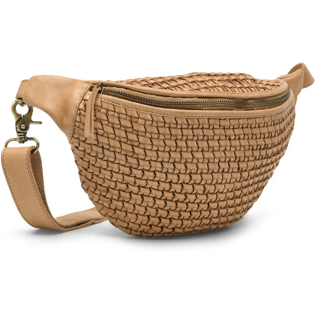 Leather bumbag decorated with weaving / 15798 - Nature