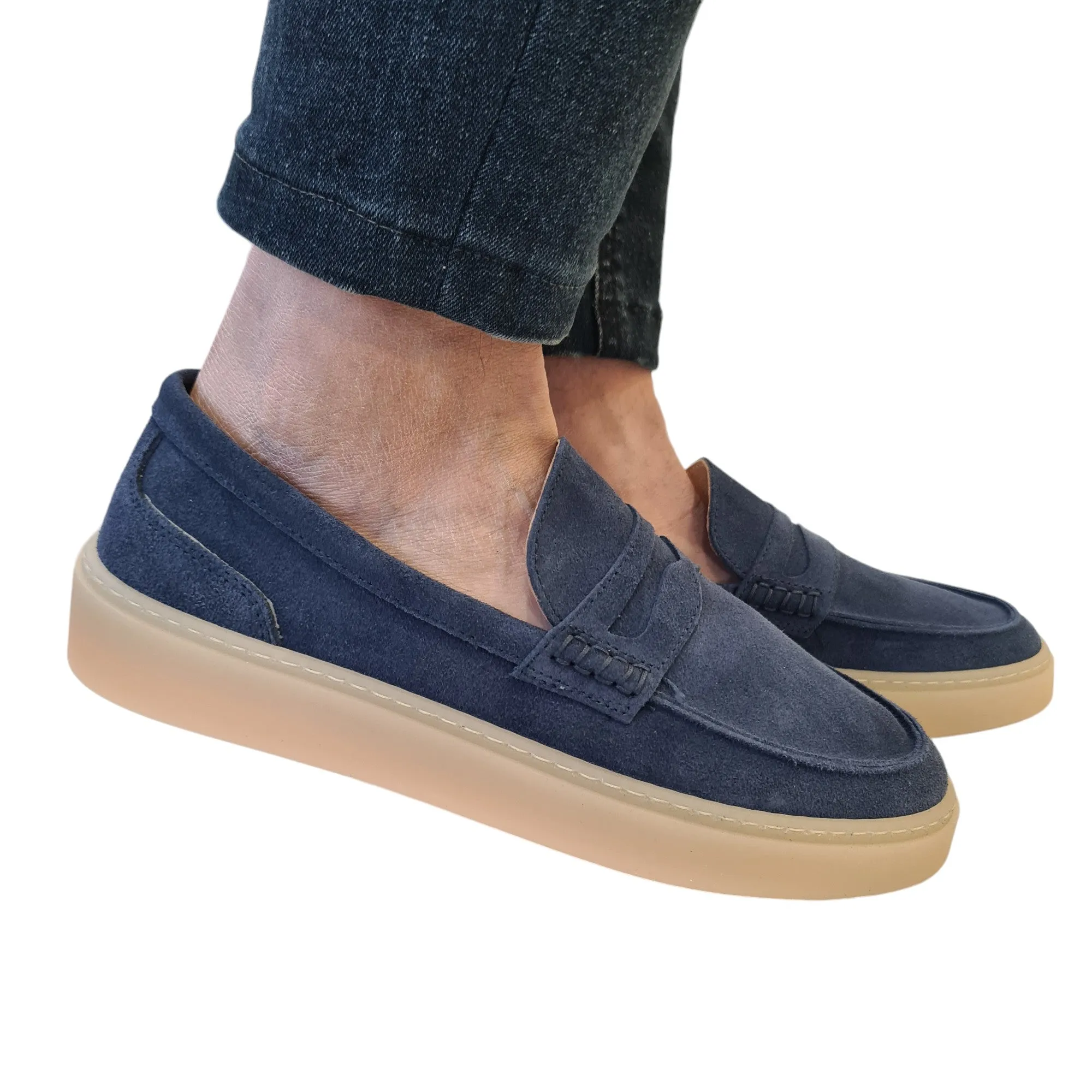 Les Poémes Mocassino Uomo Blu Rif.102