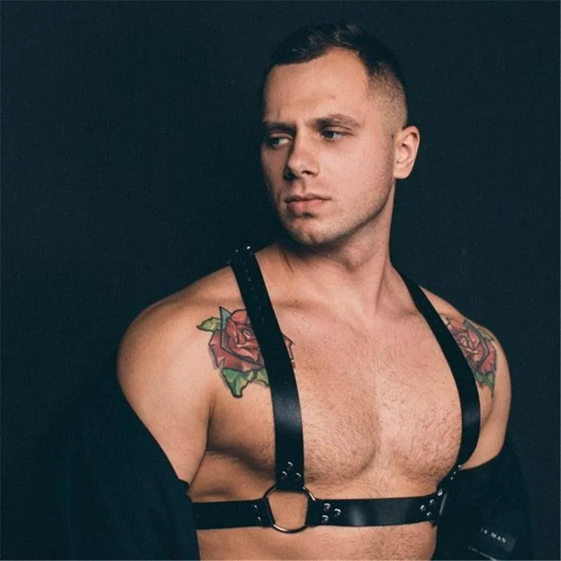 Male Leather  Chest Harness Men Adjustable Rave Clothing Full Body Harness Belt Strap