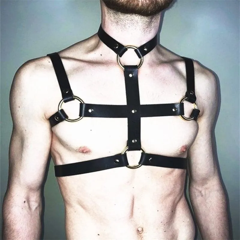 Male Leather  Chest Harness Men Adjustable Rave Clothing Full Body Harness Belt Strap