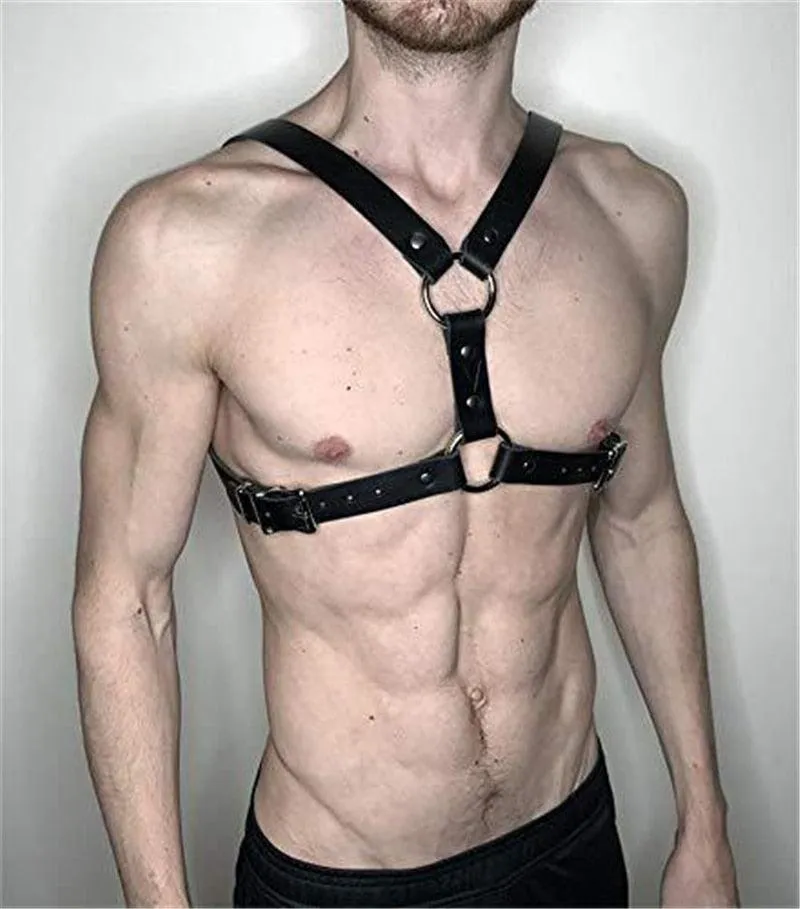 Male Leather  Chest Harness Men Adjustable Rave Clothing Full Body Harness Belt Strap