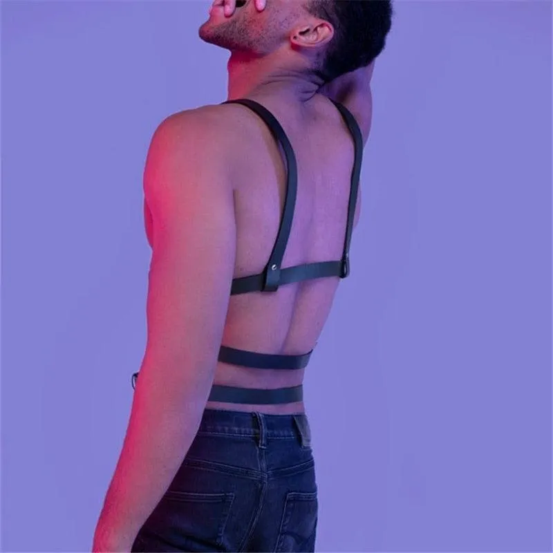 Male Leather  Chest Harness Men Adjustable Rave Clothing Full Body Harness Belt Strap