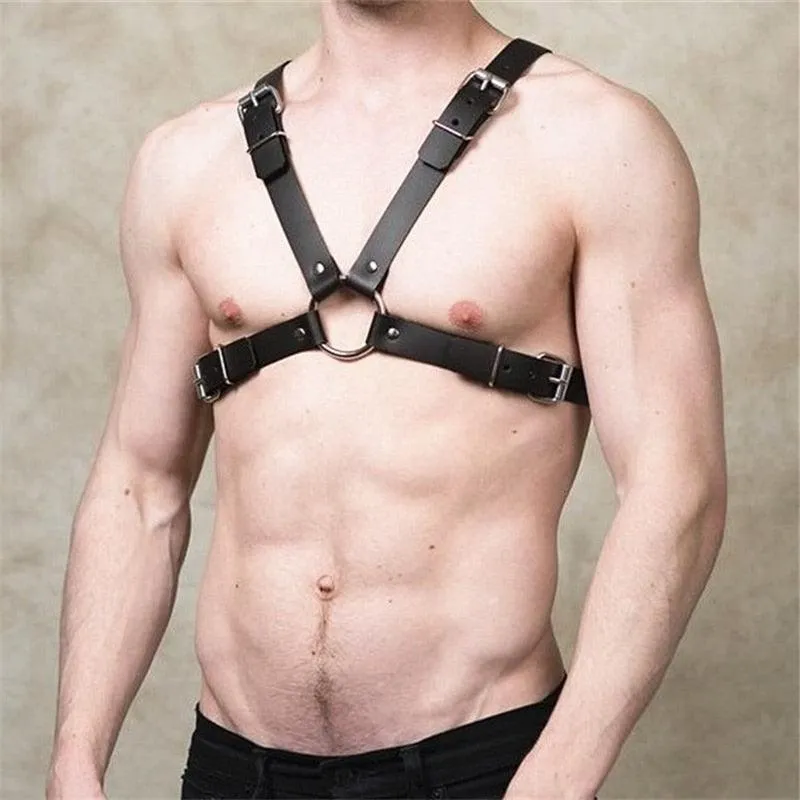 Male Leather  Chest Harness Men Adjustable Rave Clothing Full Body Harness Belt Strap