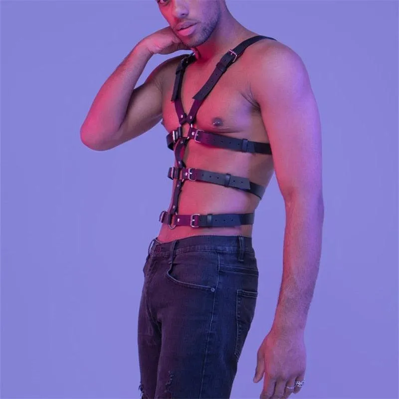 Male Leather  Chest Harness Men Adjustable Rave Clothing Full Body Harness Belt Strap