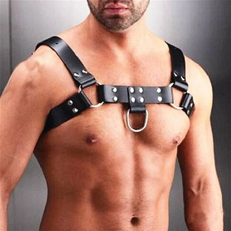 Male Leather  Chest Harness Men Adjustable Rave Clothing Full Body Harness Belt Strap