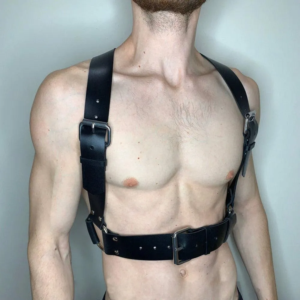 Male Leather  Chest Harness Men Adjustable Rave Clothing Full Body Harness Belt Strap