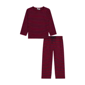 Mason Boys 2 Piece Knit Lounge Set Red Navy Stripe