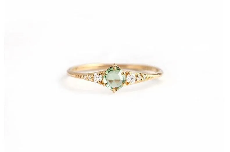 Minimalist Emerald Silver Ring