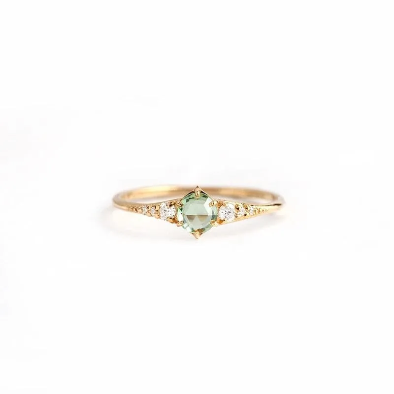 Minimalist Emerald Silver Ring