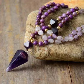 'Ngalgarra' Jasper & Amethyst Cone Pendant Necklace