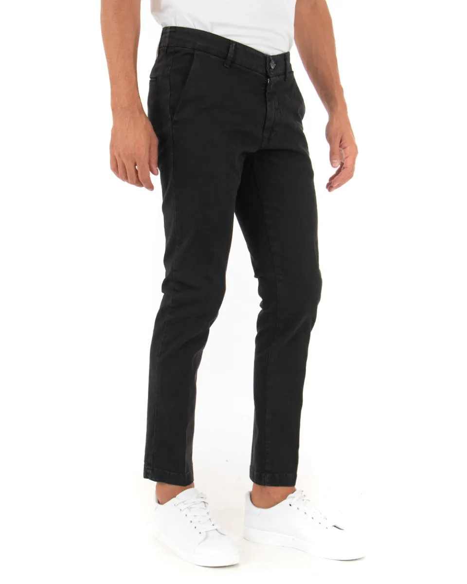 Pantaloni Uomo Tasca America Lungo Classico Slim Nero GIOSAL-P5405A