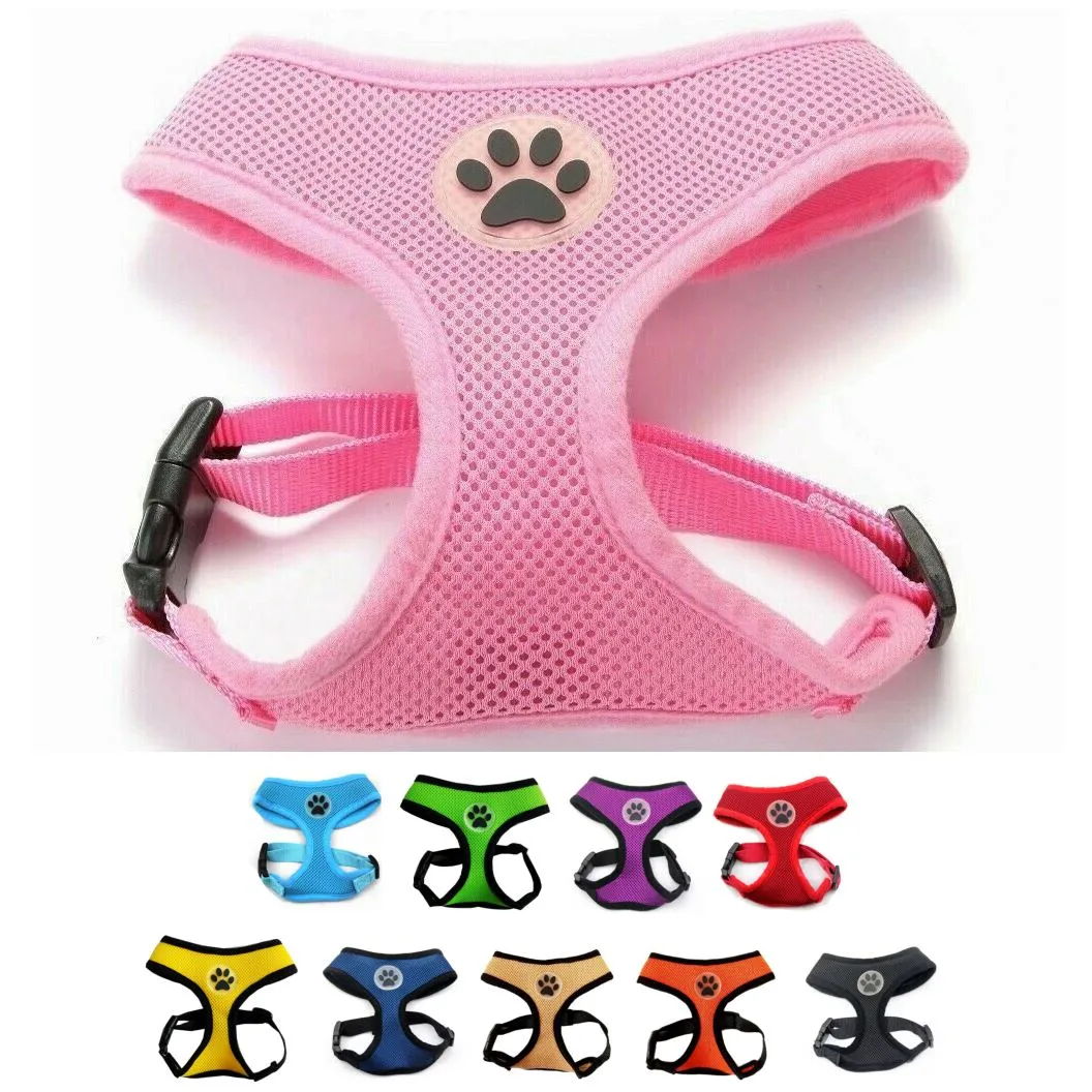 PETLAVISH™ Cute Paw Small Dog Harness: Soft, Breathable, Adjustable Vest XS-L