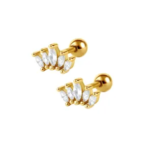 Small Helix Crown Piercing Barbell Ball Back Earrings Sleeper Earrings