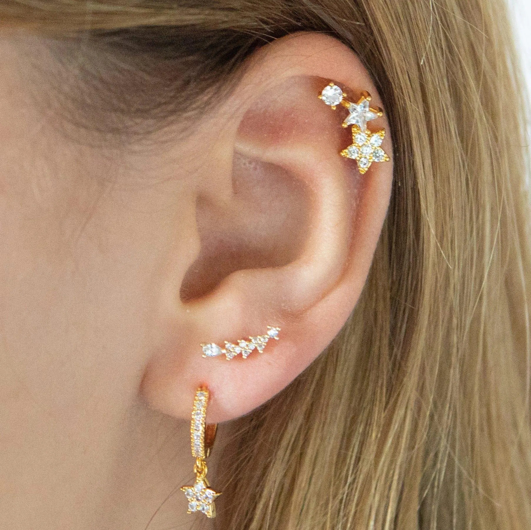 Star Gazing Piercing Barbell Ball Back Earrings Sleeper Earrings